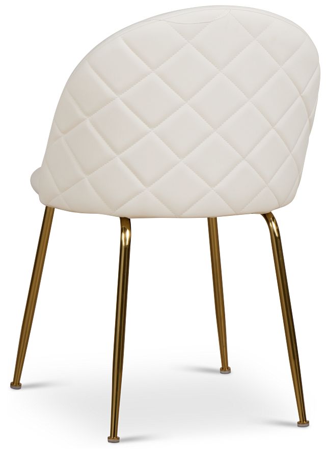 Capri White Micro Upholstered Side Chair W/ Gold Legs