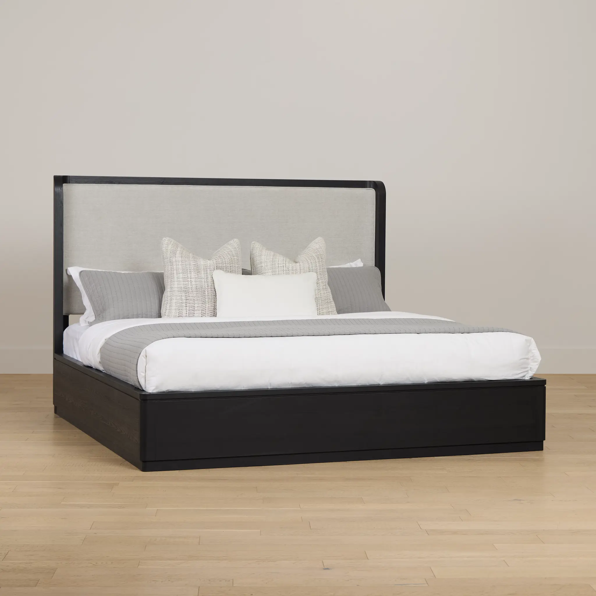 Emory Black Upholstered Platform Bed Emory Black Upholstered Platform Bed