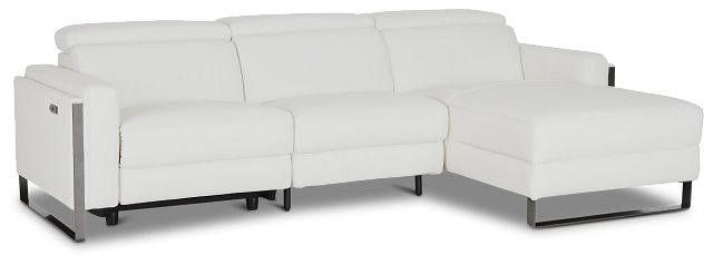 Atlas White Lthr/vinyl Right Chaise Power Reclining Sectional