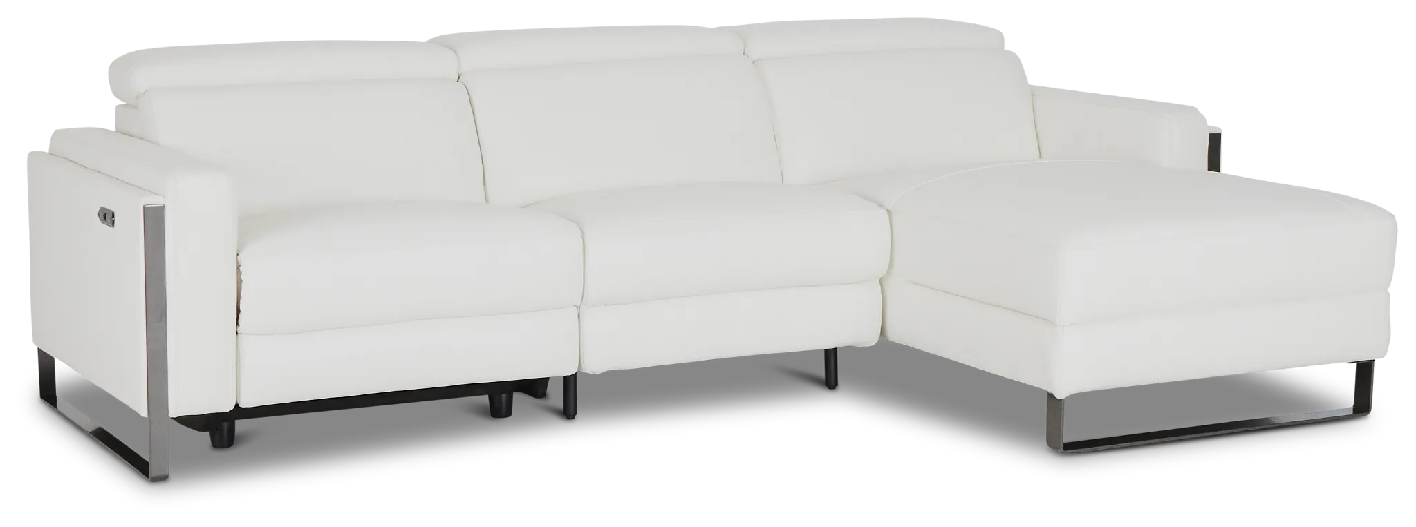 Atlas White Lthr/vinyl Right Chaise Power Reclining Sectional