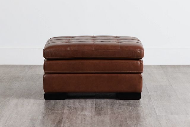 Braden Medium Brown Leather Storage Ottoman