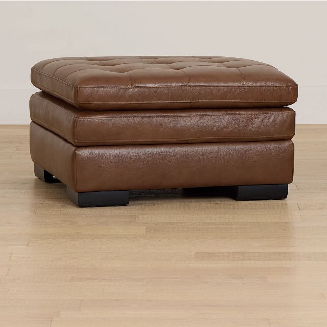 Braden Medium Brown Leather Storage Ottoman