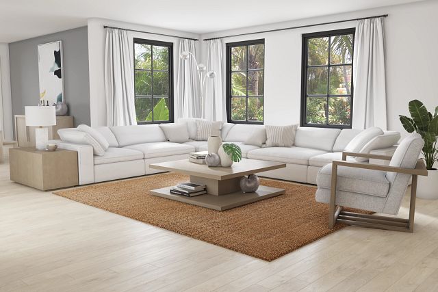 Nixon White Fabric 6-piece Modular Sectional