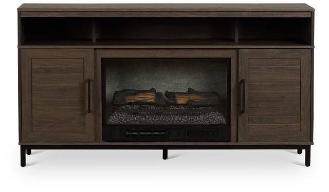 Brandon Mid Tone 60" Tv Stand With Fireplace Insert