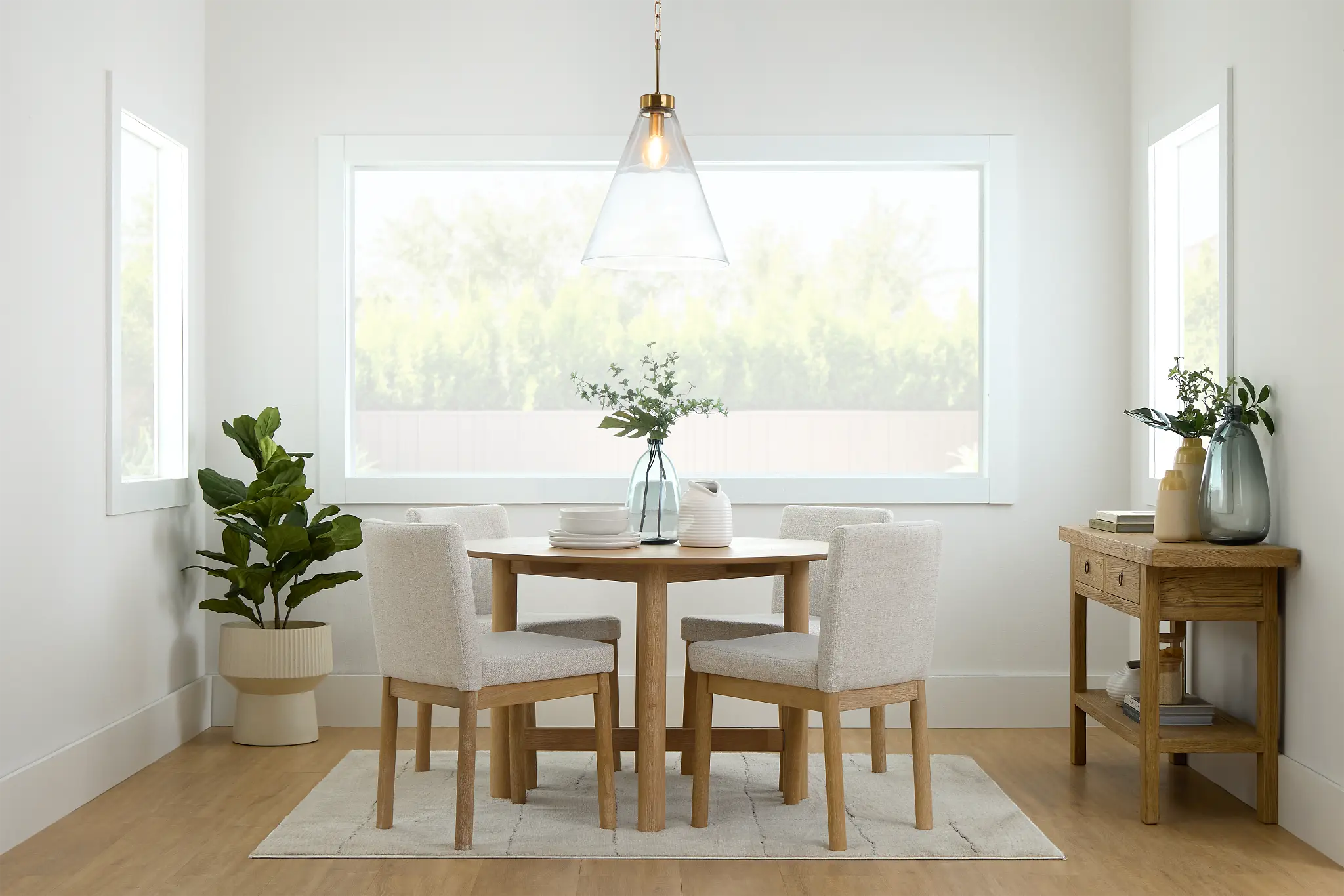 Taylor Light Tone Round Table & 4 Upholstered Chairs Taylor Light Tone Round Table & 4 Upholstered Chairs