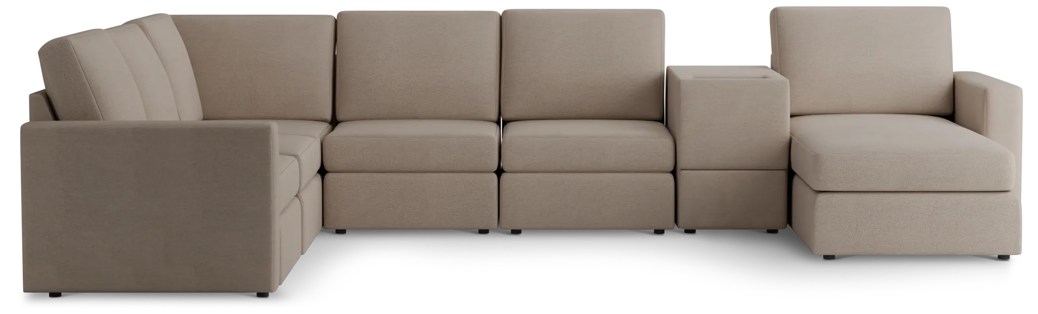 Citymod Beige Fabric Large Right Chaise Sectional With Storage Console