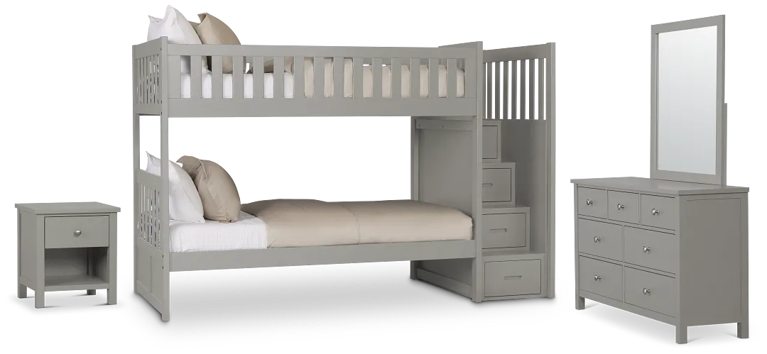 Charleston Gray Step Bunk Bed Bedroom