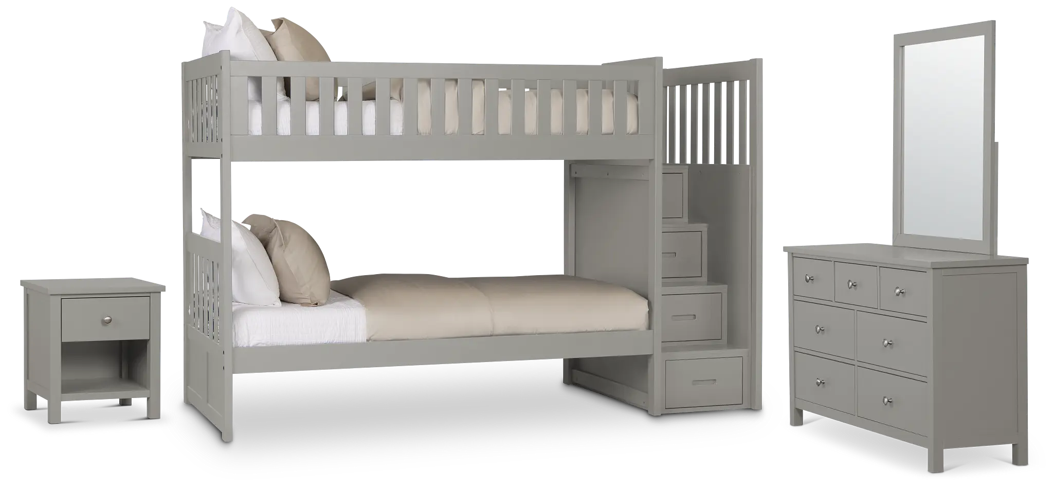 Charleston Gray Step Bunk Bed Bedroom Charleston Gray Step Bunk Bed Bedroom