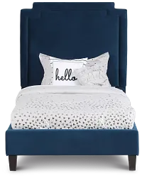 Whitney Dark Blue Uph Platform Bed