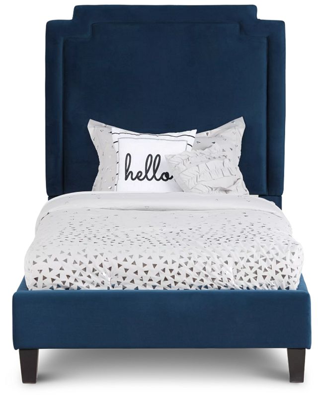 Whitney Dark Blue Uph Platform Bed