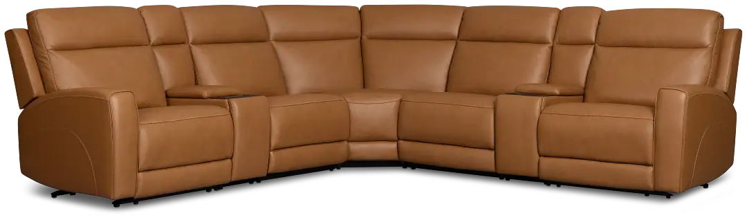 Flexsteel Belmont Medium Brown Lthr/vinyl Large Dual Power Reclining Two-arm Sectional Flexsteel Belmont Medium Brown Lthr/vinyl Large Dual Power Reclining Two-arm Sectional