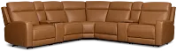 Flexsteel Belmont Medium Brown Lthr/vinyl Large Dual Power Reclining Two-arm Sectional