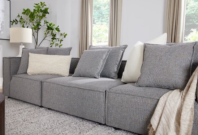 Tatum Gray Fabric 3 Piece Modular Sofa