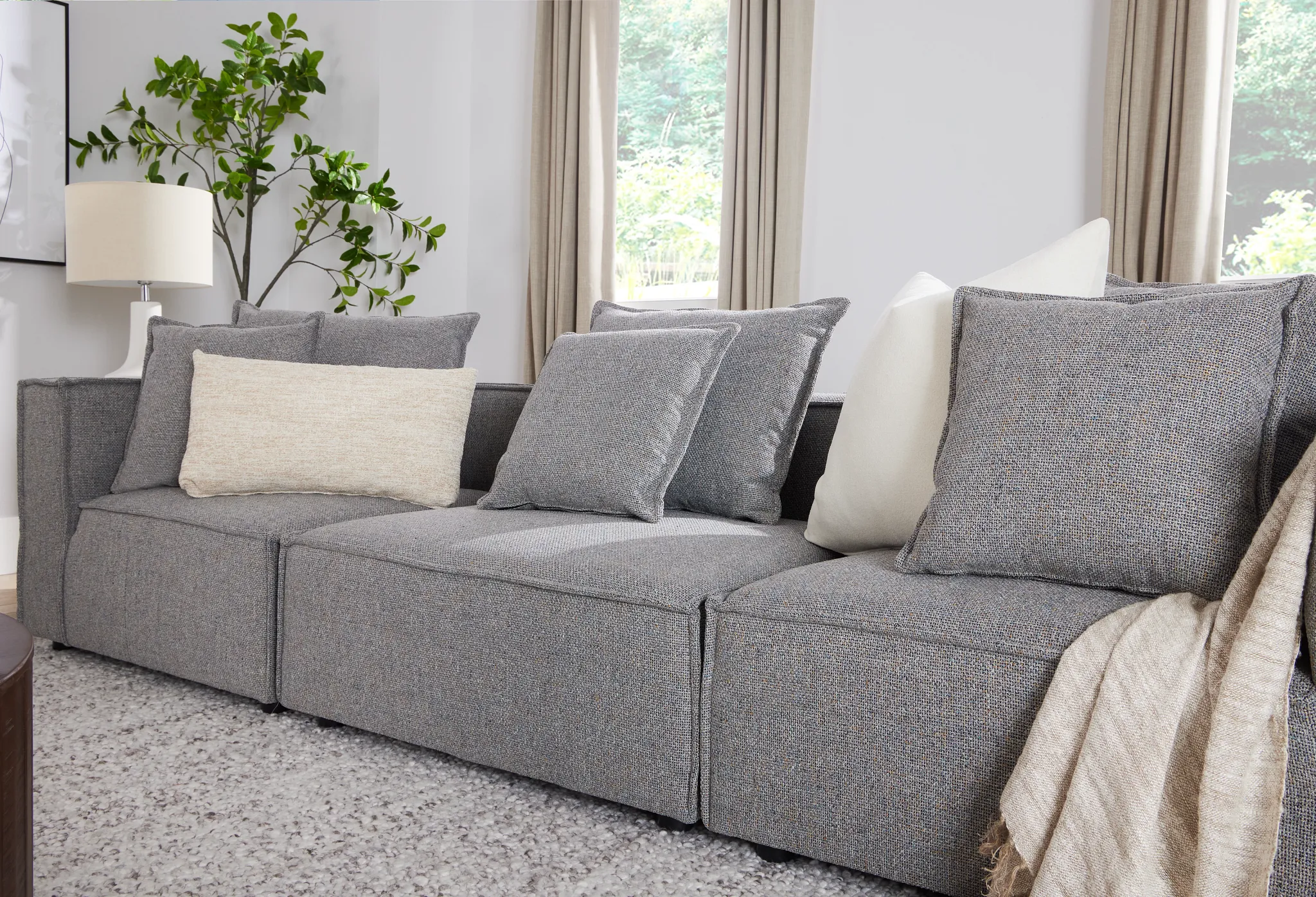 Tatum Gray Fabric 3-piece Modular Sofa