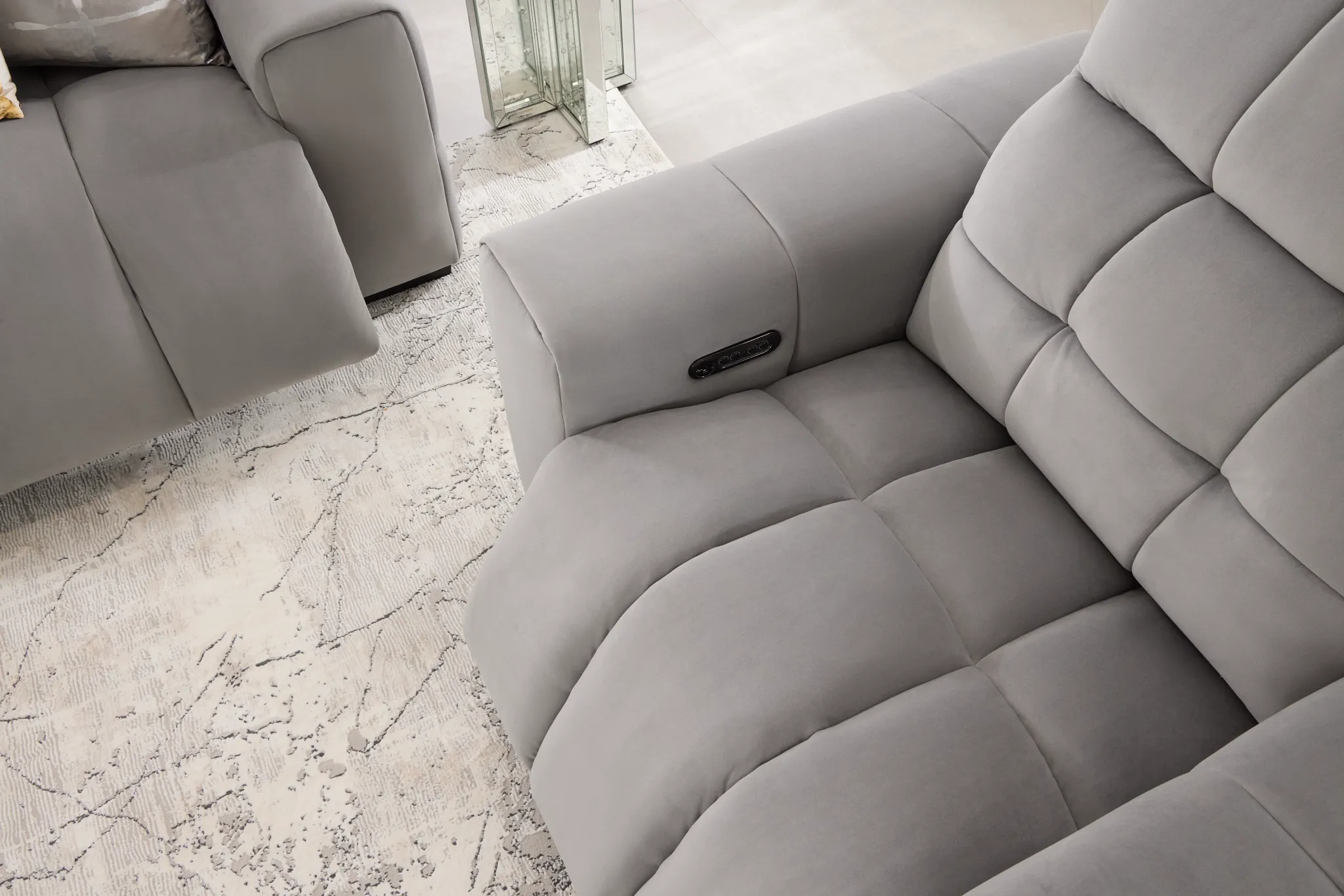 Gemma Light Gray Velvet Power Recliner