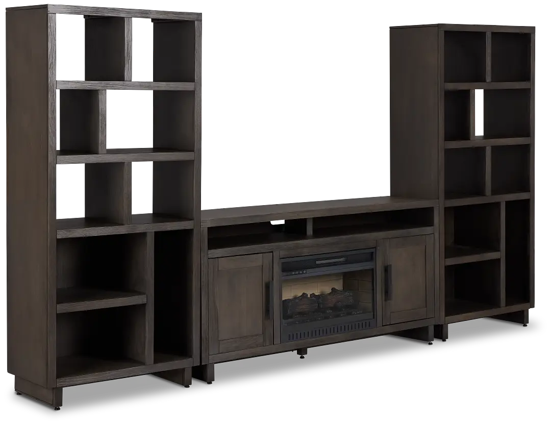 Richmond Gray 64" Open Pier Entertainment Wall With Fireplace Richmond Gray 64" Open Pier Entertainment Wall With Fireplace