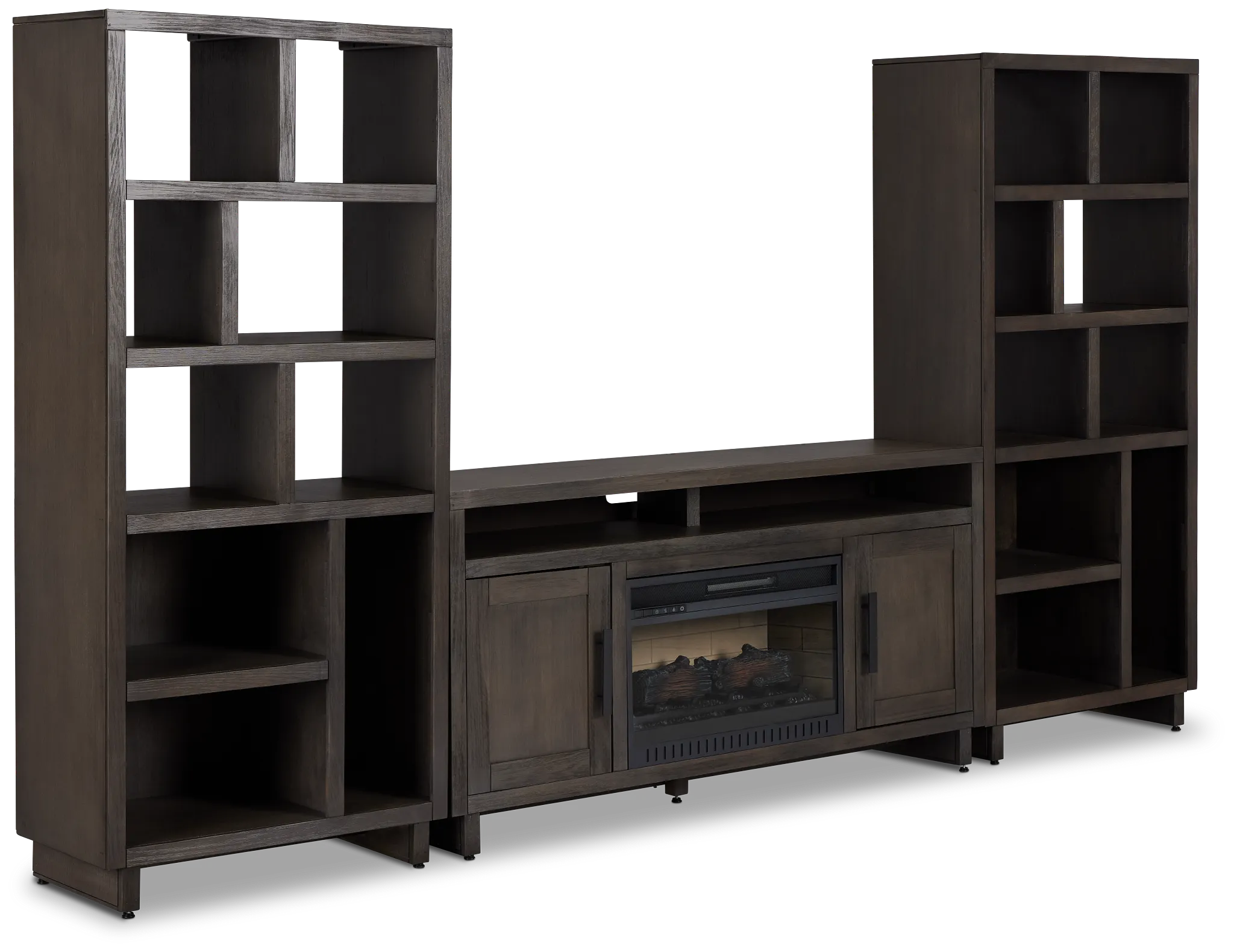 Richmond Gray 64" Open Pier Entertainment Wall With Fireplace