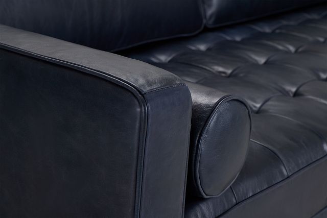 Ezra Blue Leather Sofa