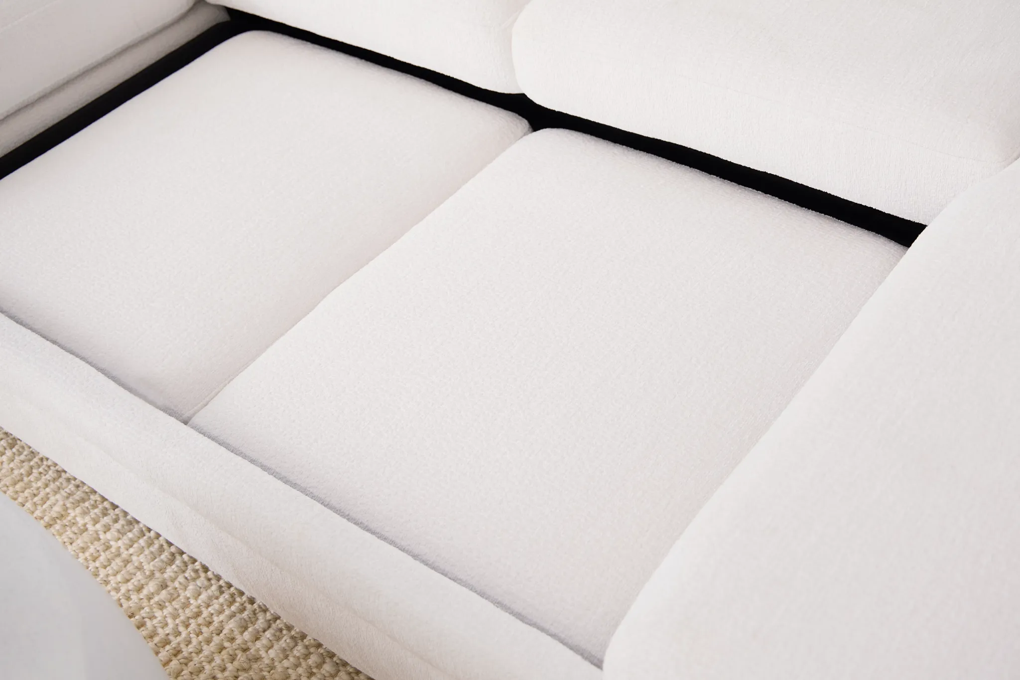 Everly White Fabric Double Chaise Sleeper Storage Sectional