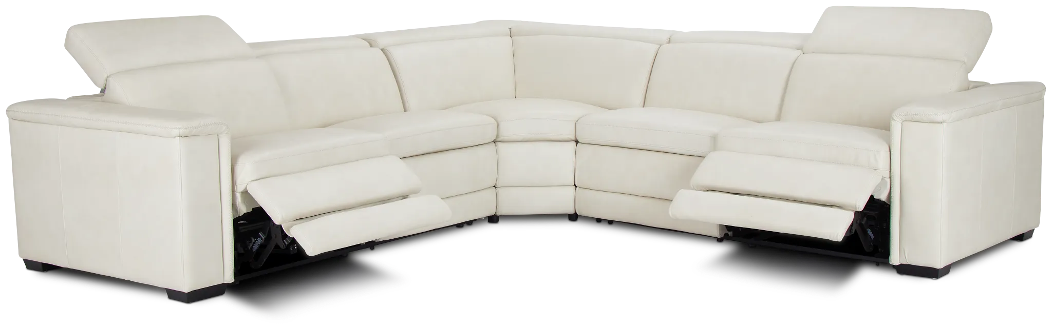 Ainsley White Leather Medium Dual Power 2-arm Reclining Sectional