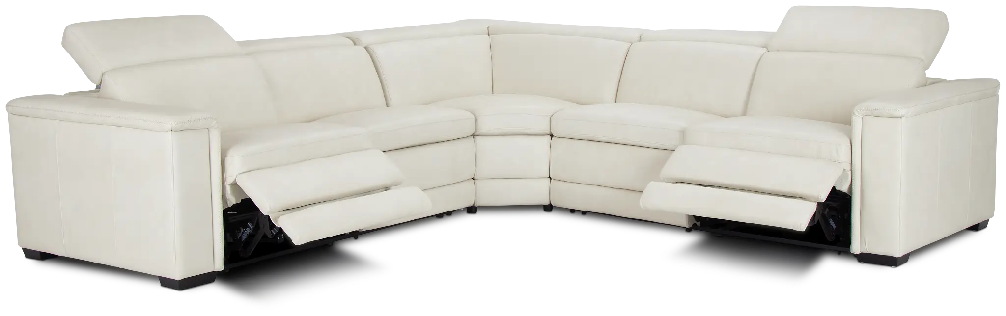 Ainsley White Leather Medium Dual Power 2-arm Reclining Sectional Ainsley White Leather Medium Dual Power 2-arm Reclining Sectional