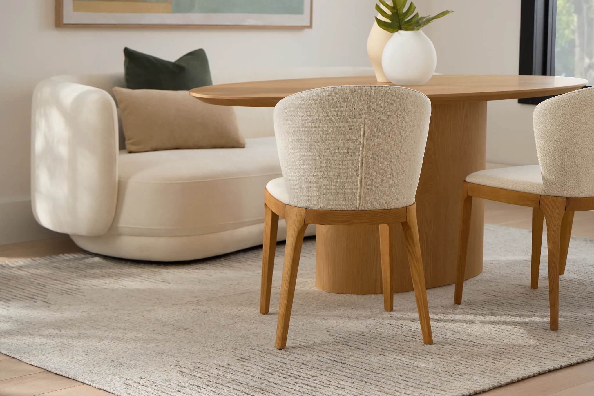 Nomad Light Beige Upholstered Side Chair With Light Tone Legs