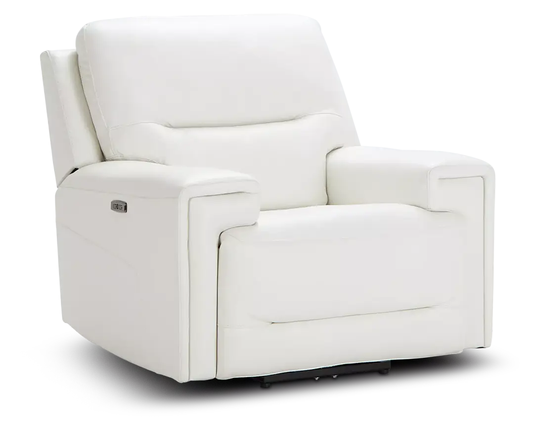 Porto White Lthr/vinyl Power Recliner With Power Headrest Porto White Lthr/vinyl Power Recliner With Power Headrest