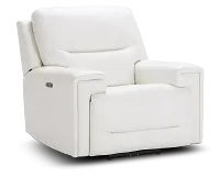 Porto White Lthr/vinyl Power Recliner With Power Headrest
