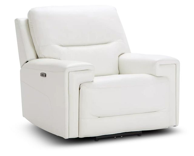 Porto White Lthr/vinyl Power Recliner With Power Headrest (1)