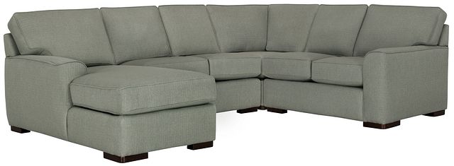 Austin Green Fabric Medium Left Chaise Sectional