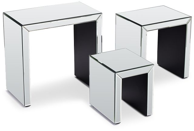 Alexia Silver Mirrored Nesting End Table