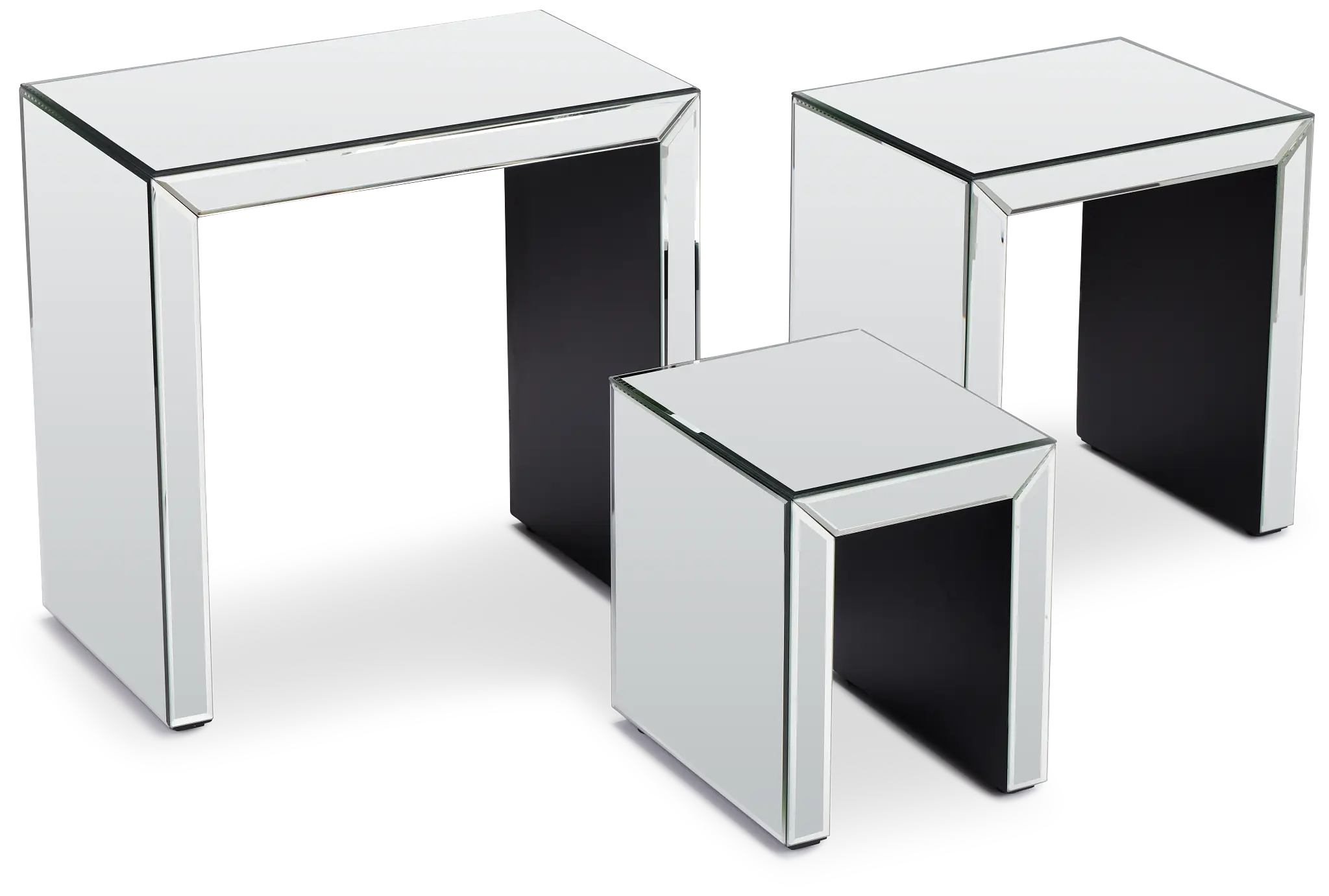 Alexia Silver Mirrored Nesting End Table Alexia Silver Mirrored Nesting End Table