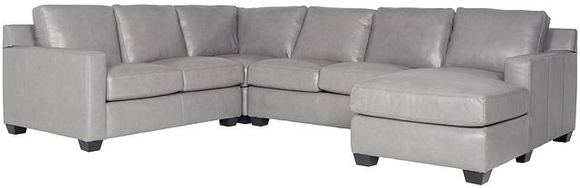 Carson Gray Leather Medium Right Chaise Sectional (0)