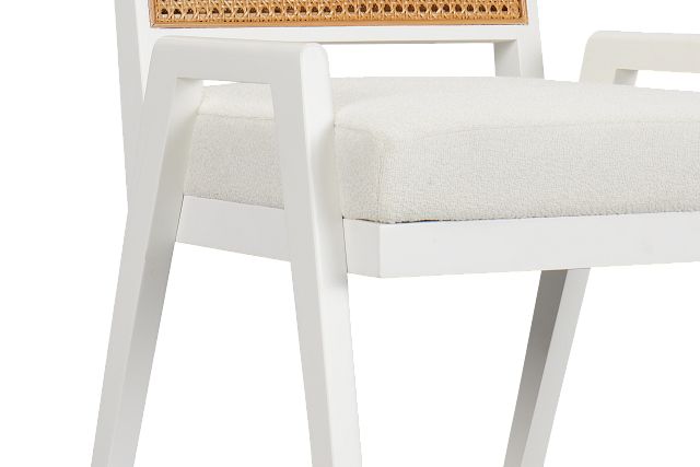 Malibu White Woven Upholstered Arm Chair