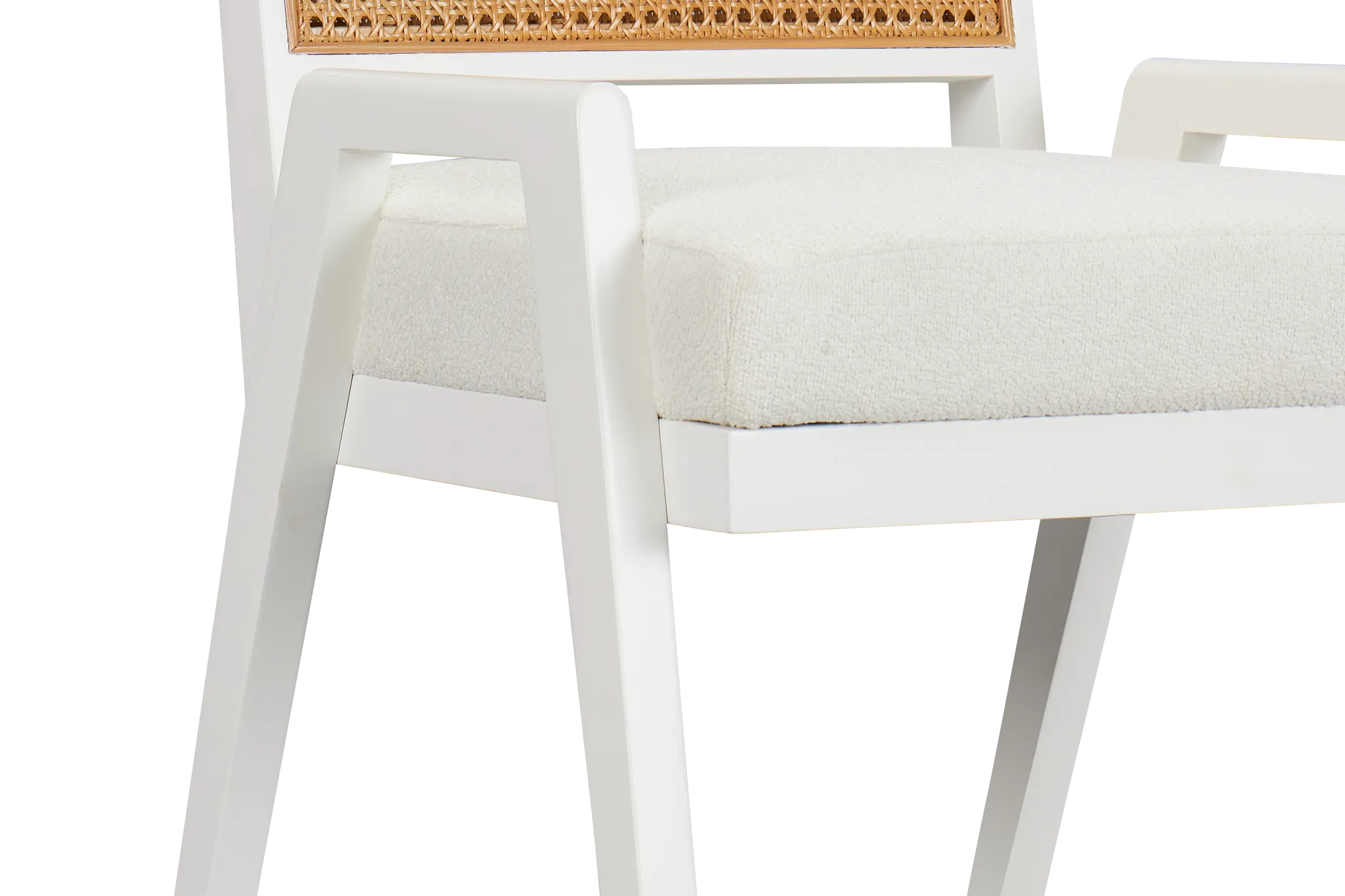 Malibu White Woven Upholstered Arm Chair
