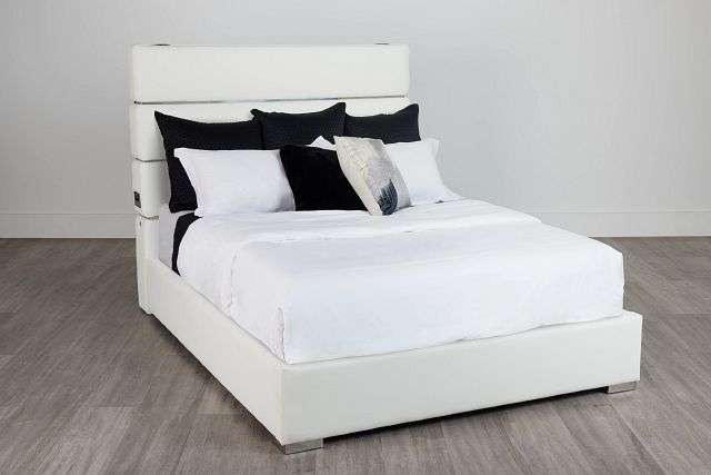 Miami White Uph Platform Bed