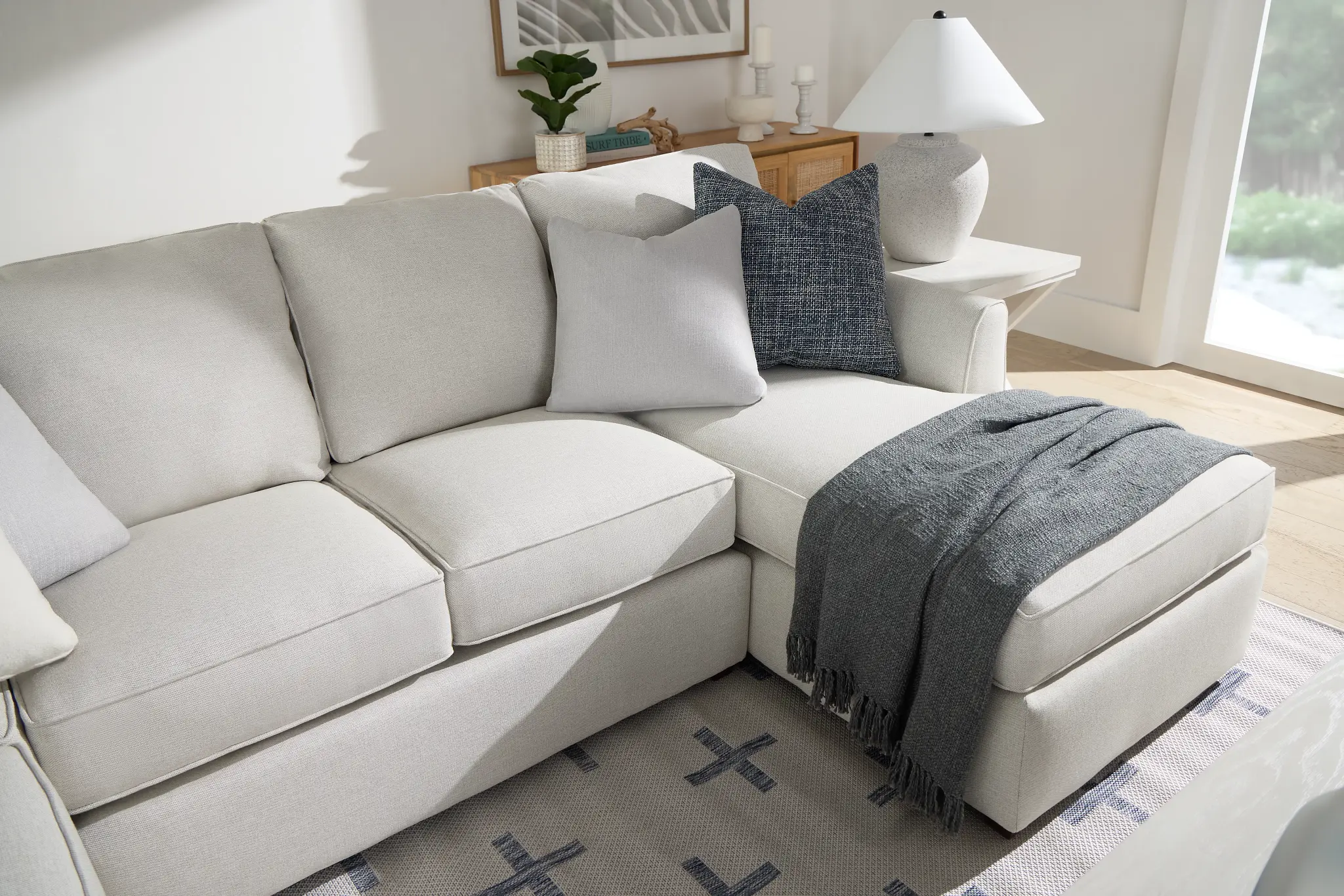 Asheville Light Taupe Fabric Medium Right Chaise Sectional Asheville Light Taupe Fabric Medium Right Chaise Sectional
