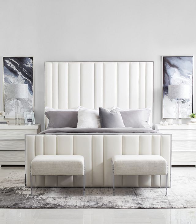 Ocean Drive White Metal Panel Bed