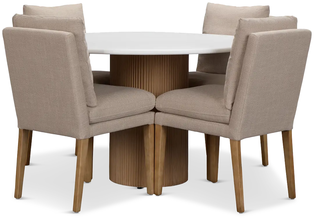 Bryant White Round Table & 4 Upholstered Chairs Bryant White Round Table & 4 Upholstered Chairs