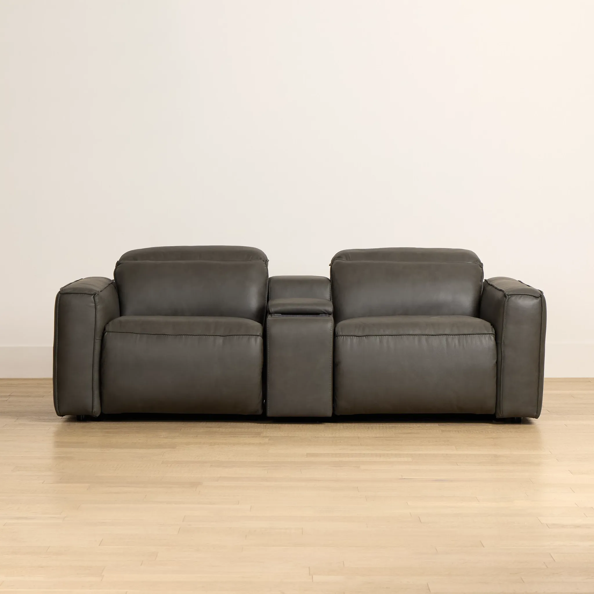 Ryland Dark Gray Lthr/vinyl Power Reclining Console Sofa