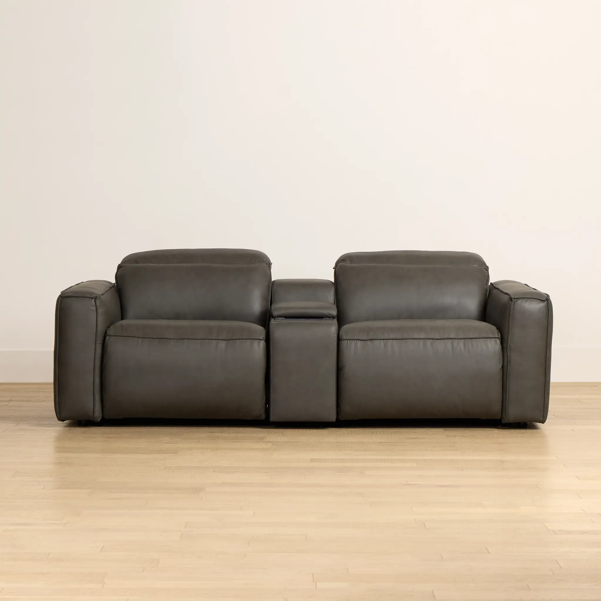 Ryland Dark Gray Lthr/vinyl Power Reclining Console Sofa Ryland Dark Gray Lthr/vinyl Power Reclining Console Sofa