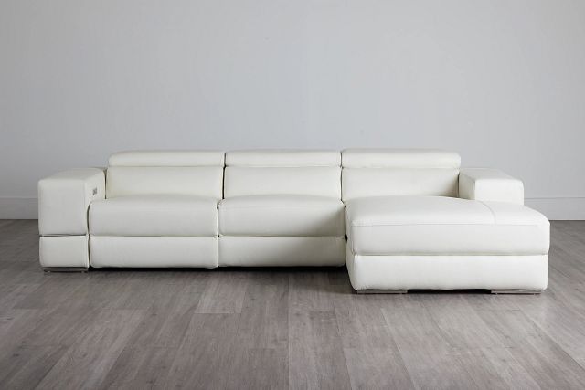 Dante White Leather Right Chaise Power Reclining Sectional (0)