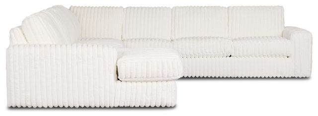 Teddy White Fabric Large Left Chaise Sectional