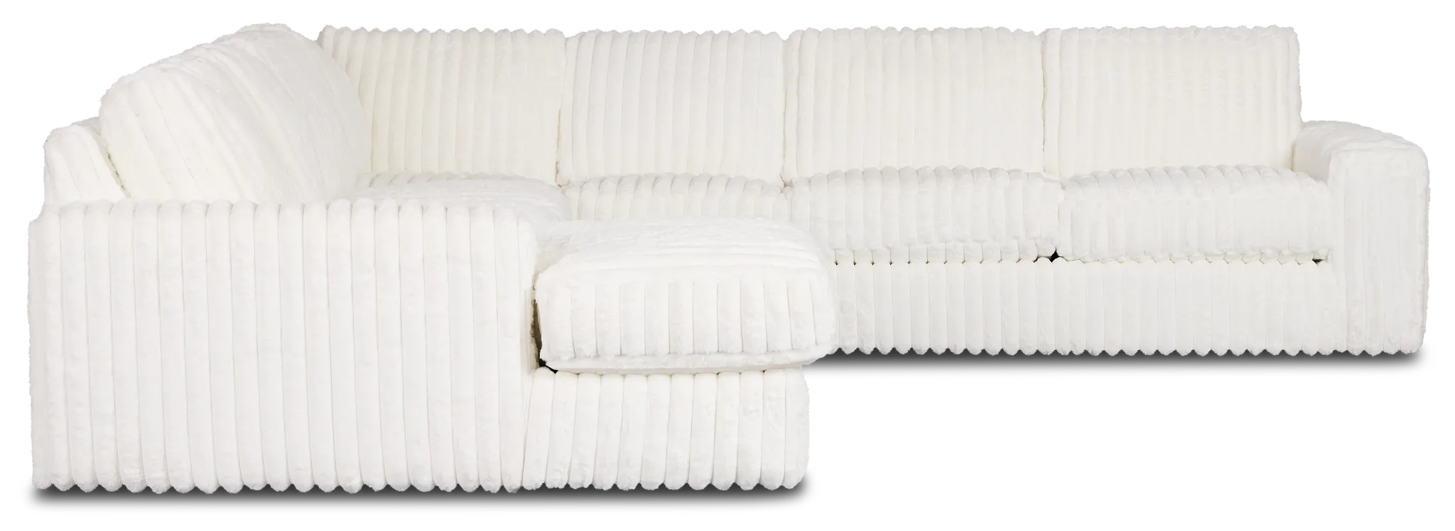 Teddy White Fabric Large Left Chaise Sectional