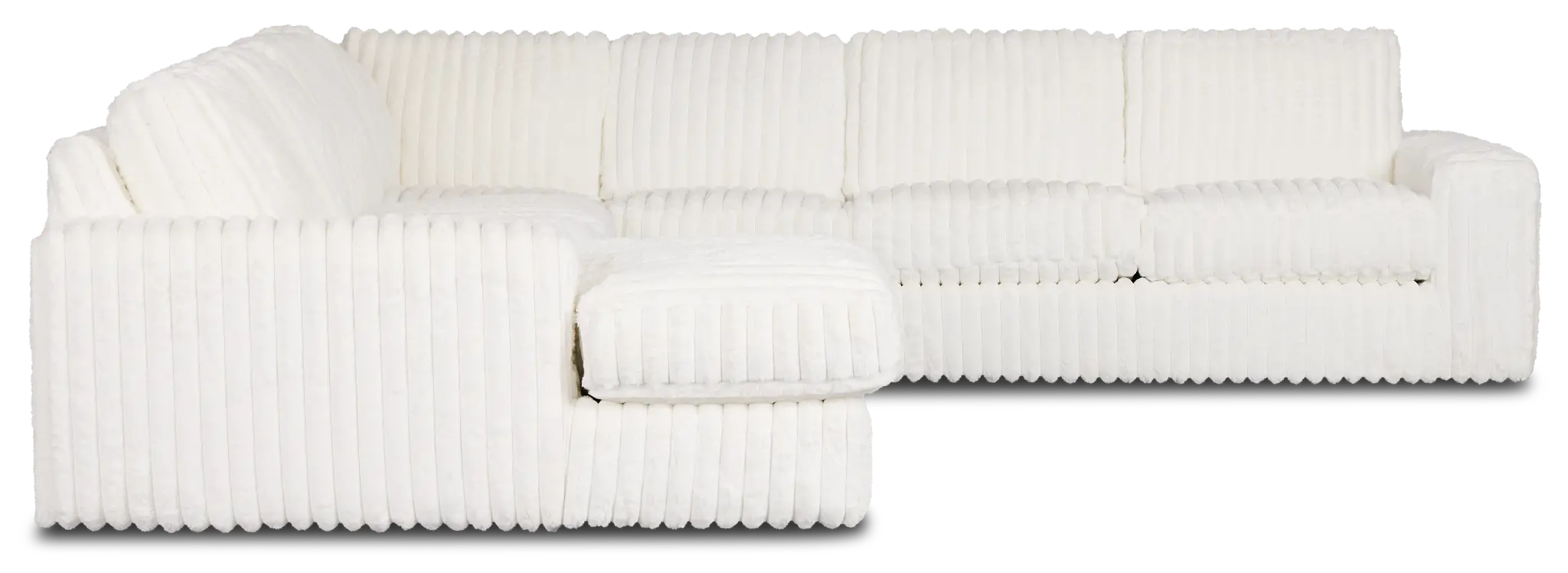 Teddy White Fabric Large Left Chaise Sectional Teddy White Fabric Large Left Chaise Sectional