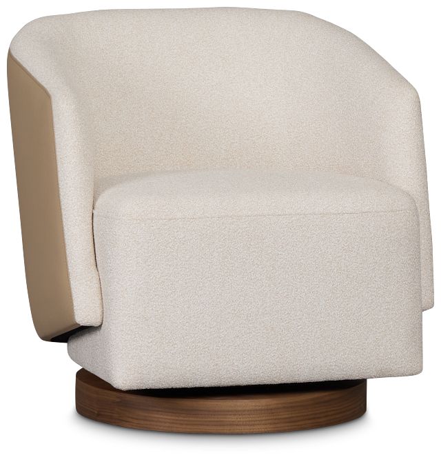 Luna Beige Fabric Swivel Chair