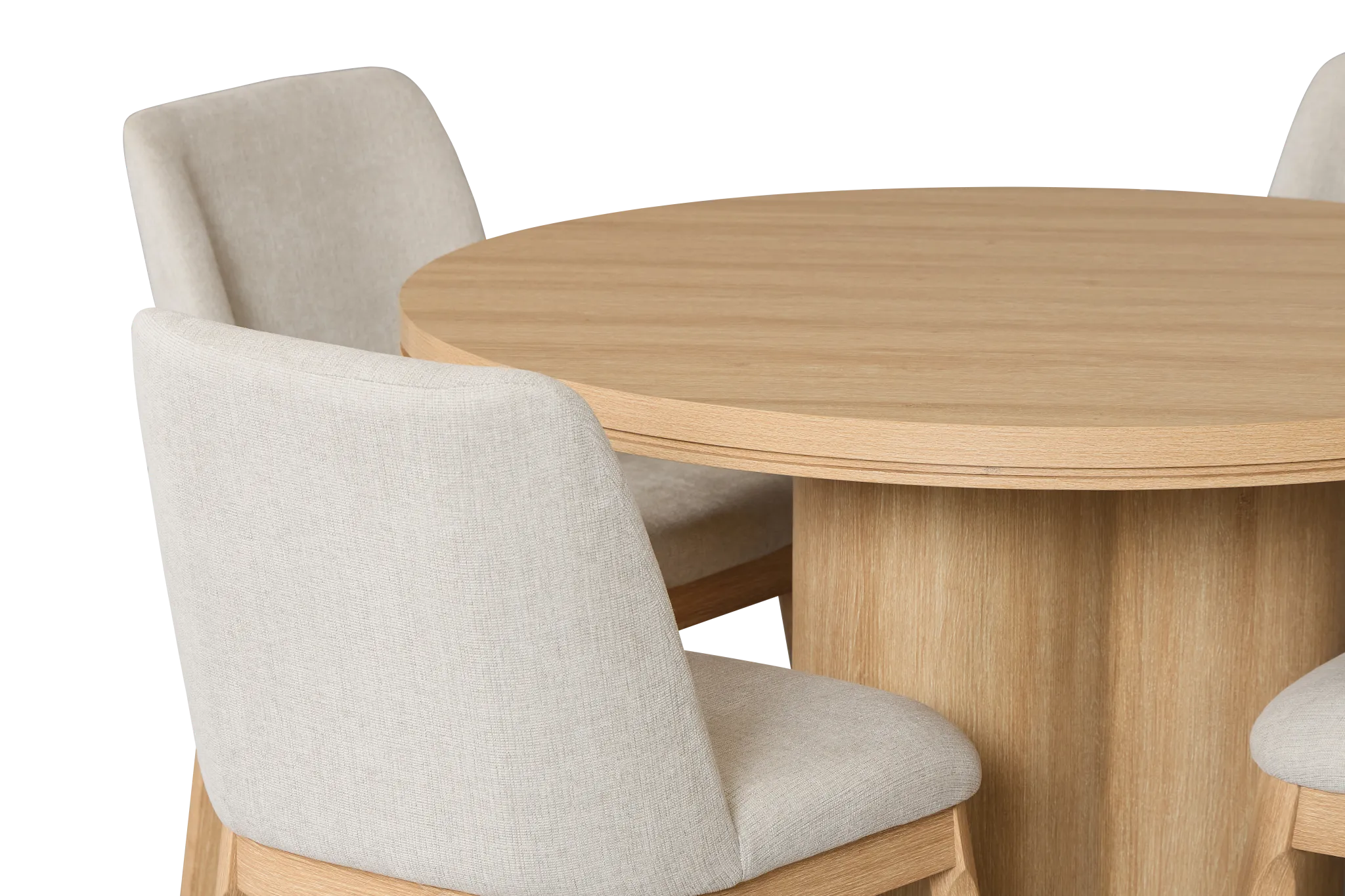 Emory Light Tone Round Table & 4 Upholstered Chairs