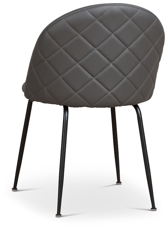 Capri Dark Gray Micro Upholstered Side Chair W/ Black Legs