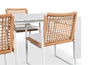 Sunrise White 86" Rectangular Table & 4 Aluminum Arm Chairs