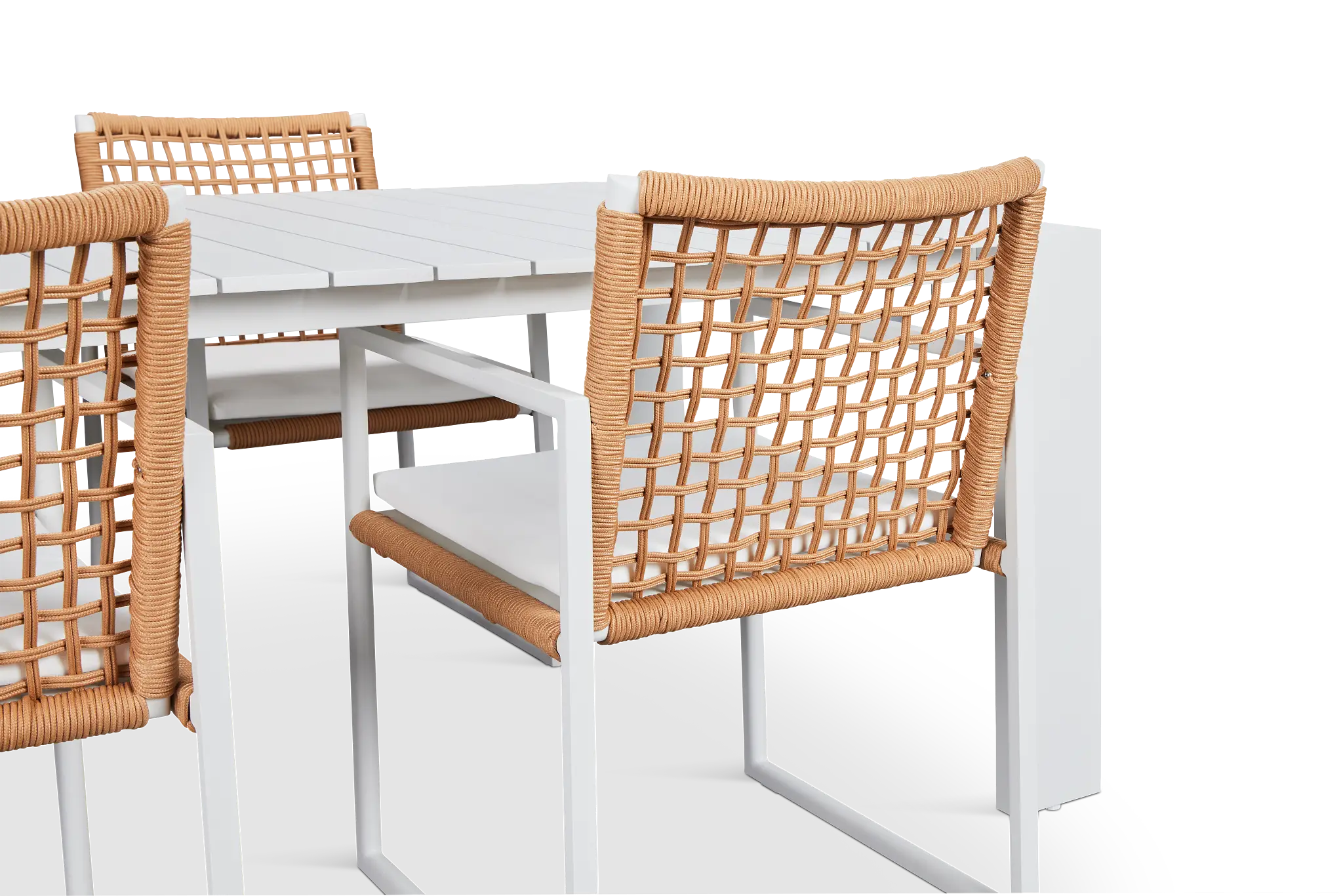 Sunrise White 86" Rectangular Table & 4 Aluminum Arm Chairs Sunrise White 86" Rectangular Table & 4 Aluminum Arm Chairs